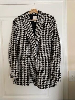 H&M Black and White Houndstooth Blazer